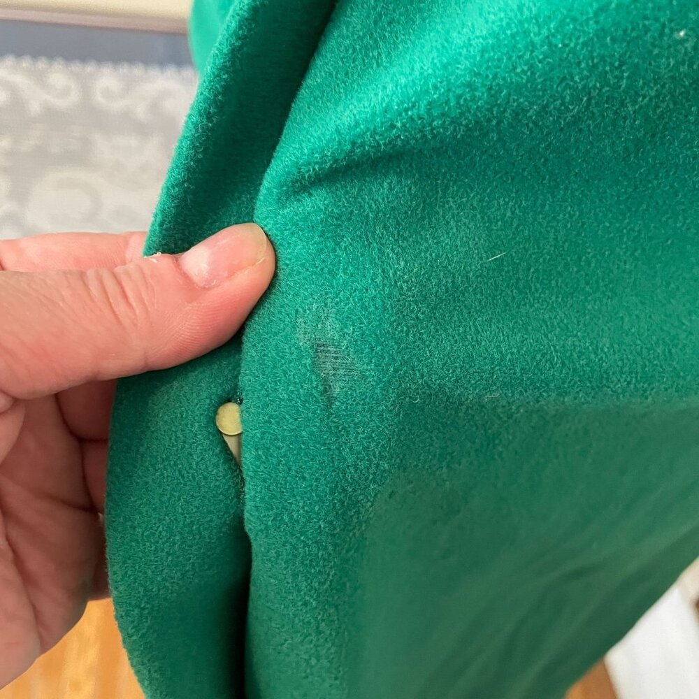 70s Vintage Appel Green Women's Robe With Green Buttons & Satin Belt Size XL - Picture 7 of 8